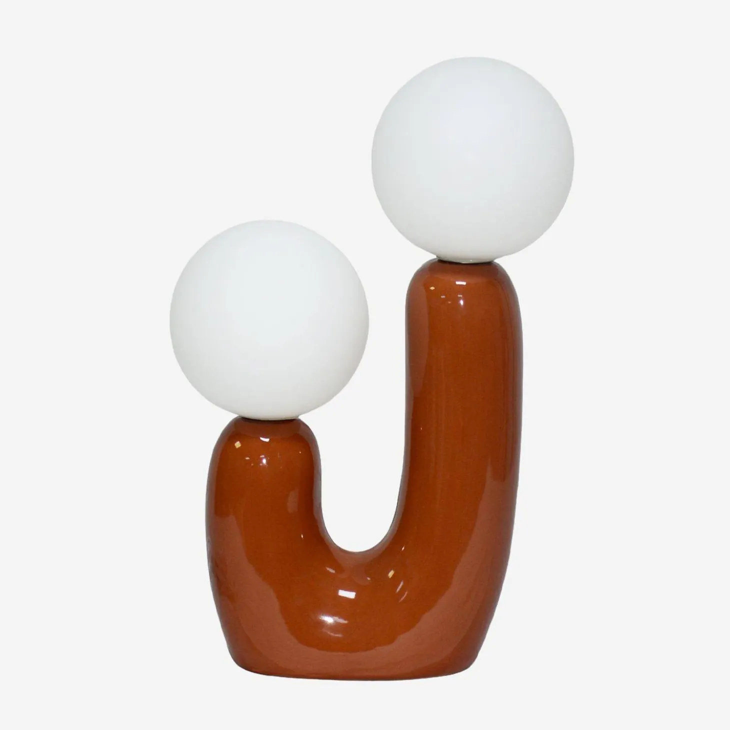 Organische tafellamp keramiek en wit glas H 31cm