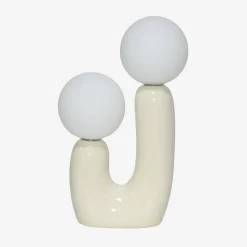 Organische tafellamp keramiek en wit glas H 31cm