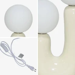 Organische tafellamp keramiek en wit glas H 31cm