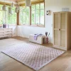 Oud roze en crèmekleurig geruit interieur tapijt
