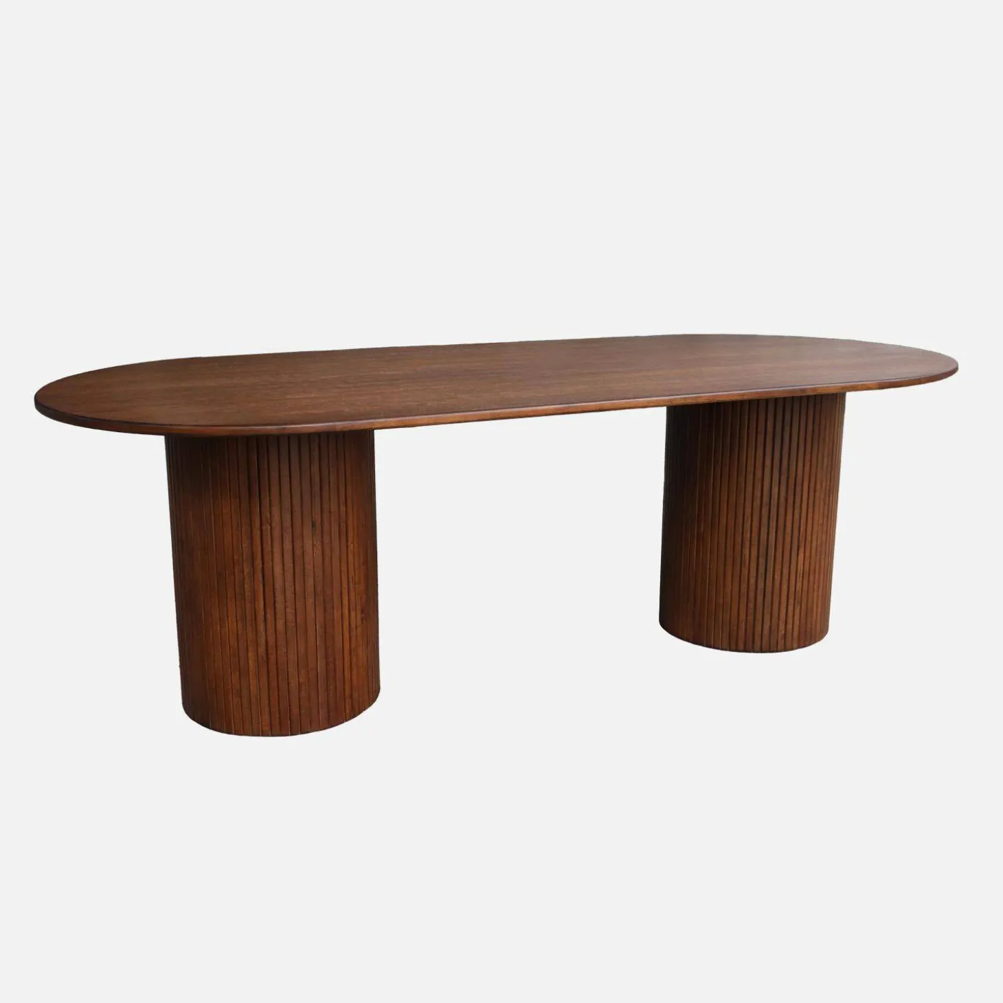 Ovale eettafel rubberhout en eikenfineer 8 plaatsen