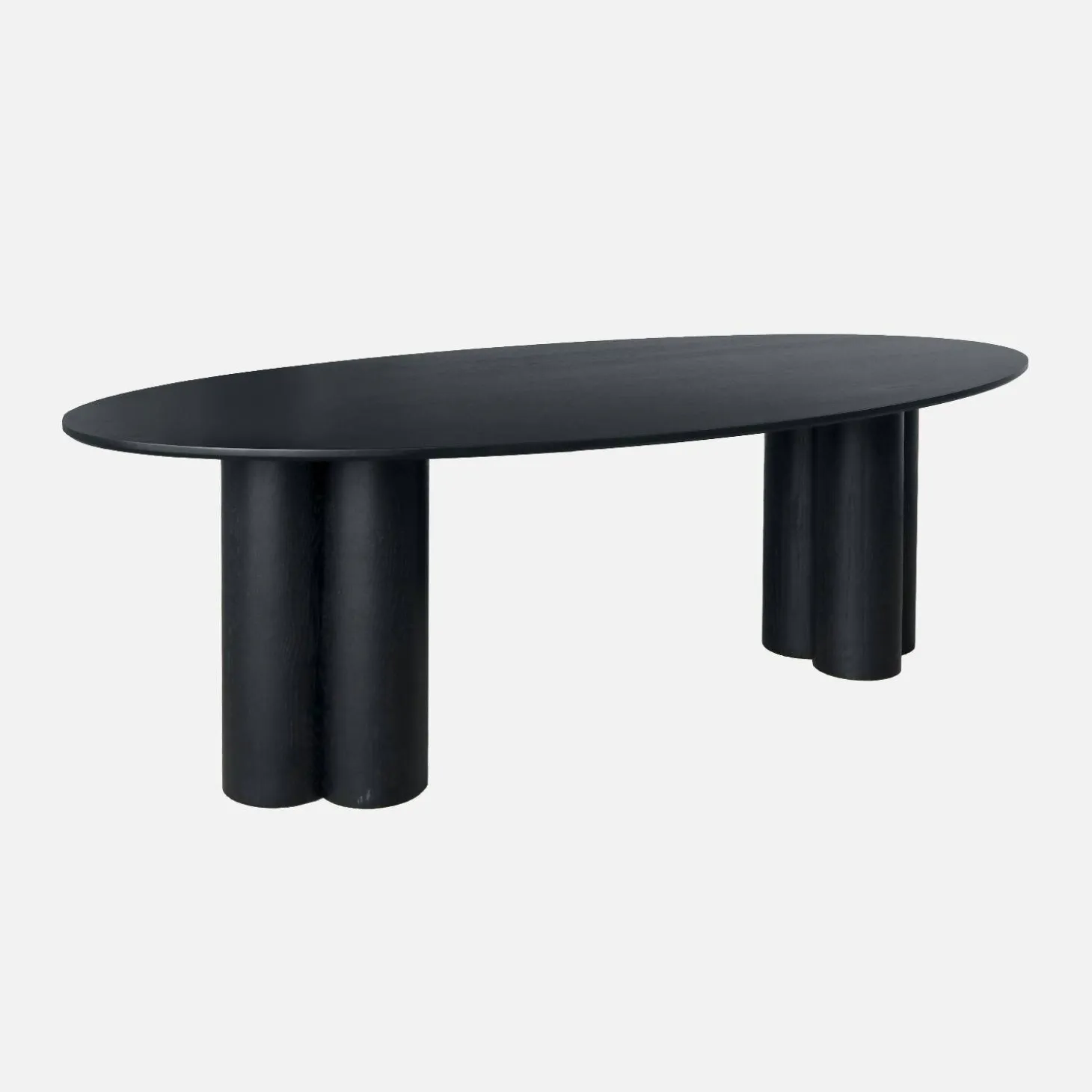 Ovale eettafel van rubberhout en eikenfineer voor 8 personen