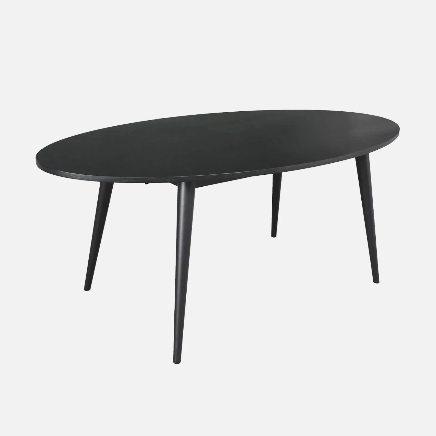 Ovale eettafel van rubberhout en eikenfineer, 6 plaatsen