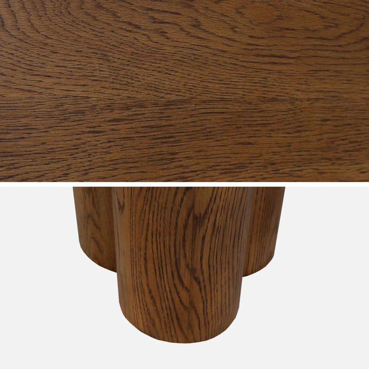 Ovale eettafel van rubberhout en eikenfineer voor 8 personen