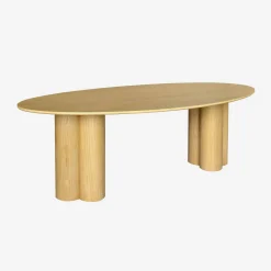 Ovale eettafel van rubberhout en eikenfineer voor 8 personen
