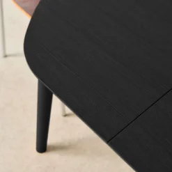 Ovale eettafel verlengbaar rubberhout en eiken fineer 4-6 plaatsen