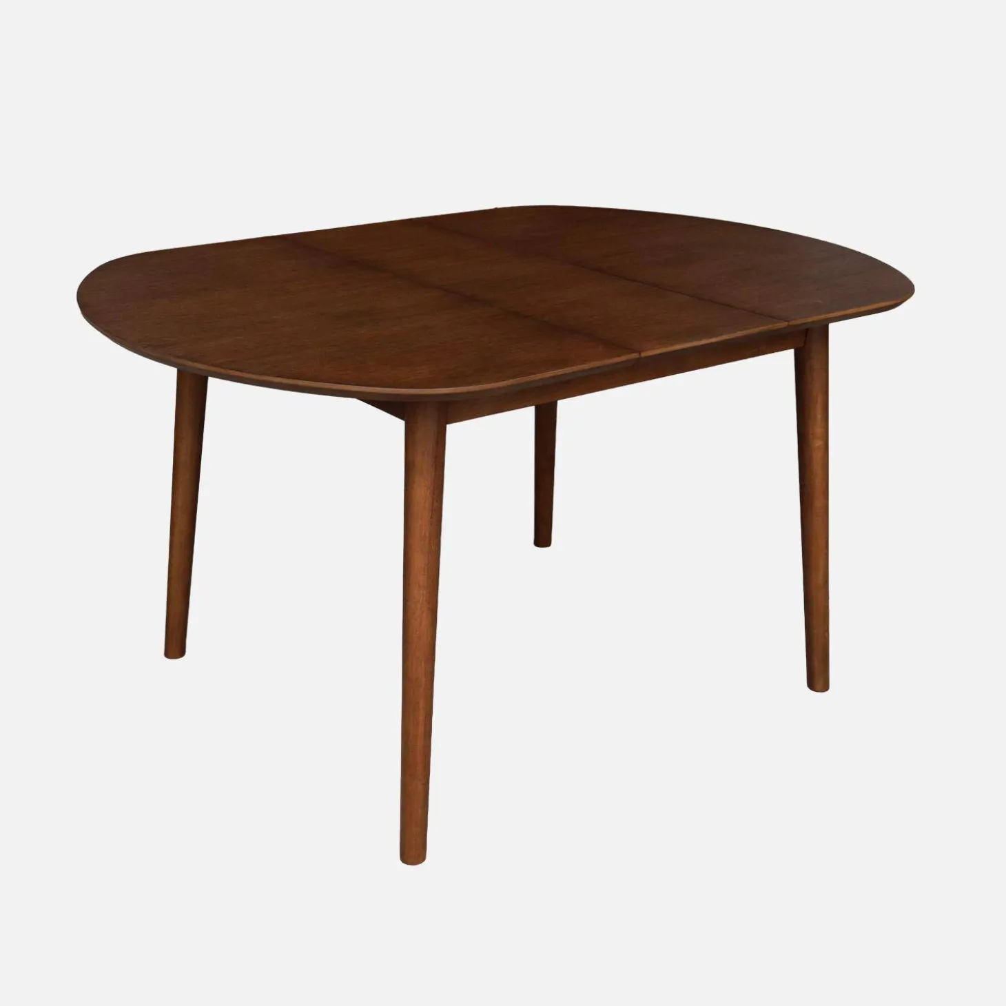 Ovale eettafel verlengbaar rubberhout en eiken fineer 4-6 plaatsen