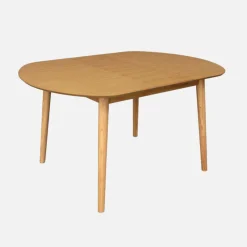 Ovale eettafel verlengbaar rubberhout en eiken fineer 4-6 plaatsen
