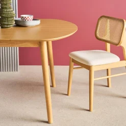 Ovale eettafel verlengbaar rubberhout en eiken fineer 4-6 plaatsen