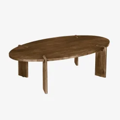 Ovale salontafel in massief hout 120cm