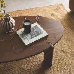 Ovale salontafel in massief hout 120cm