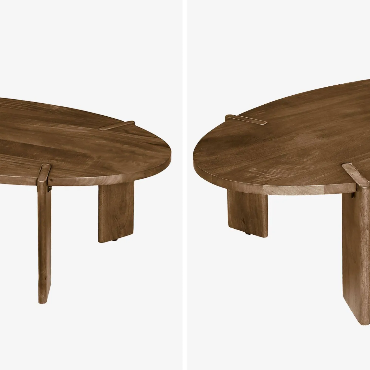Ovale salontafel in massief hout 120cm