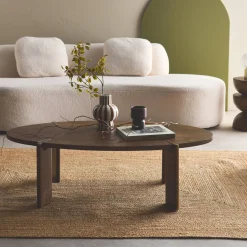Ovale salontafel in massief hout 120cm