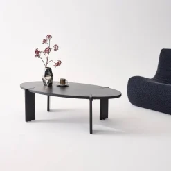 Ovale salontafel in massief hout 120cm