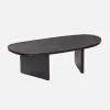 Ovale salontafel mangohout en steenfineer