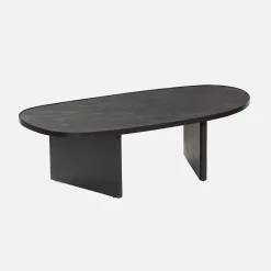 Ovale salontafel mangohout en steenfineer