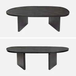 Ovale salontafel mangohout en steenfineer