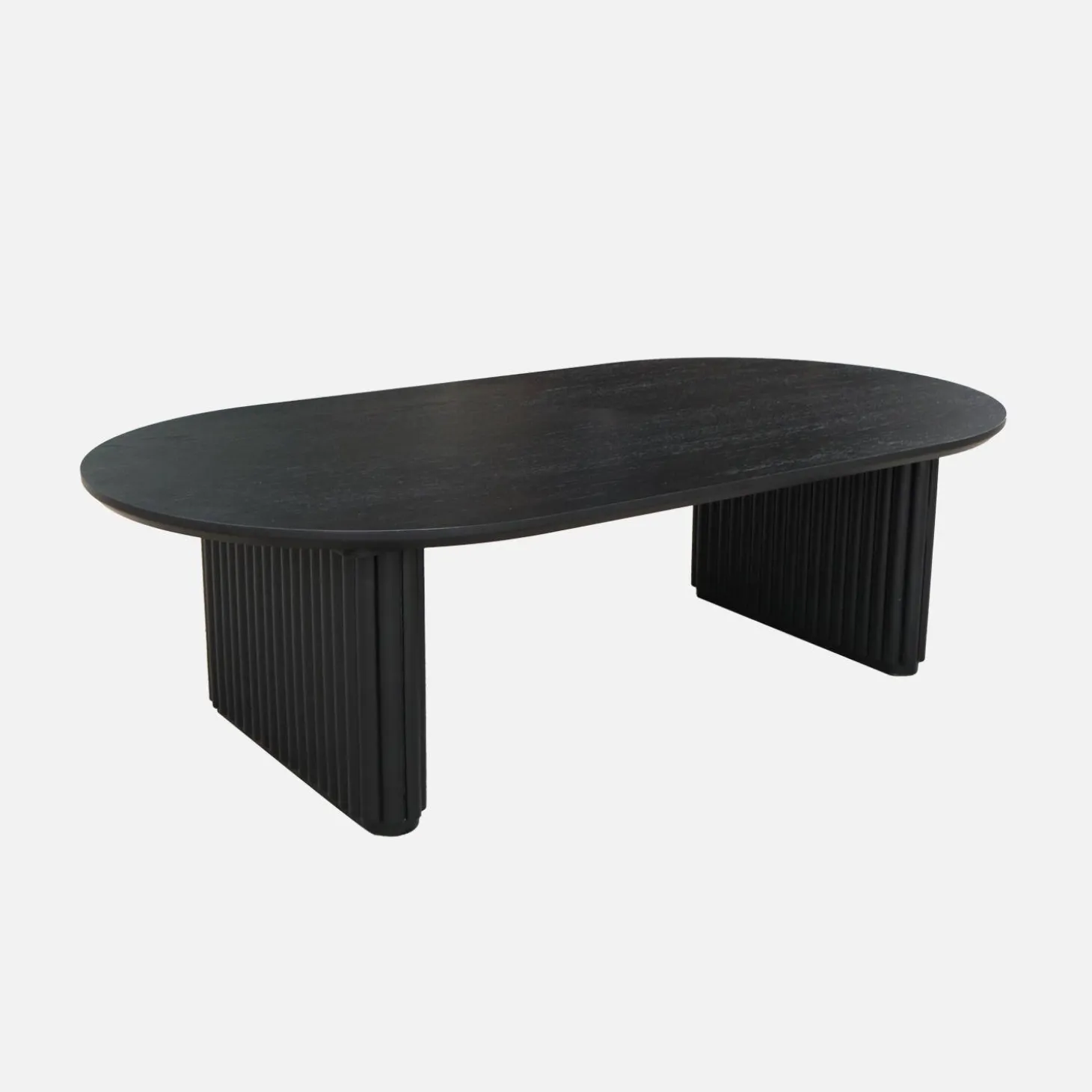 Ovale salontafel rubberhout met eikenfineer