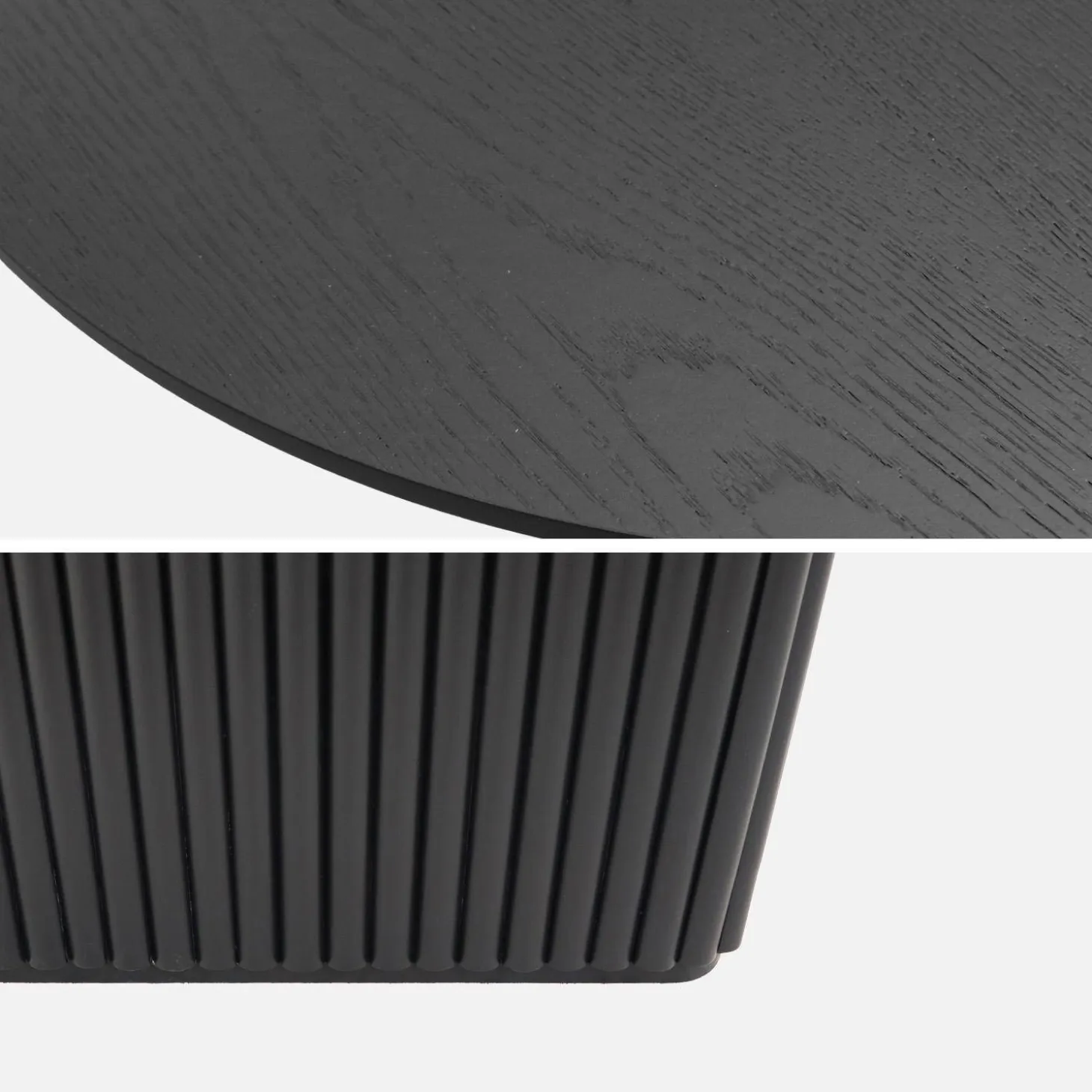 Ovale salontafel rubberhout met eikenfineer