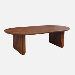 Ovale salontafel rubberhout met eikenfineer