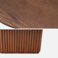 Ovale salontafel rubberhout met eikenfineer