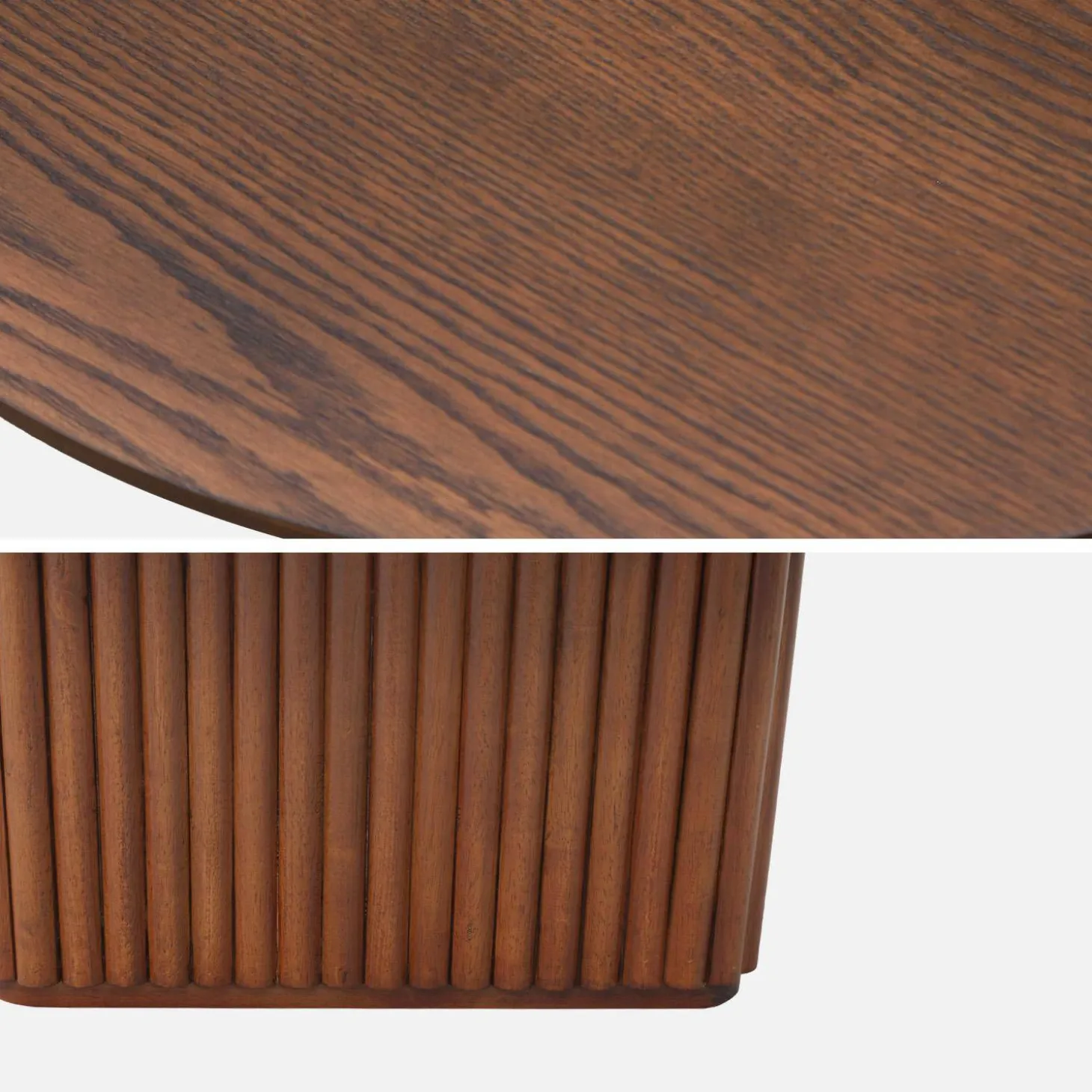 Ovale salontafel rubberhout met eikenfineer