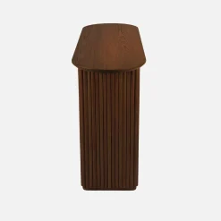 Ovale sidetable van rubberhout met eikenfineer