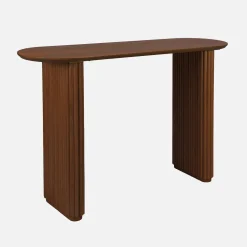 Ovale sidetable van rubberhout met eikenfineer