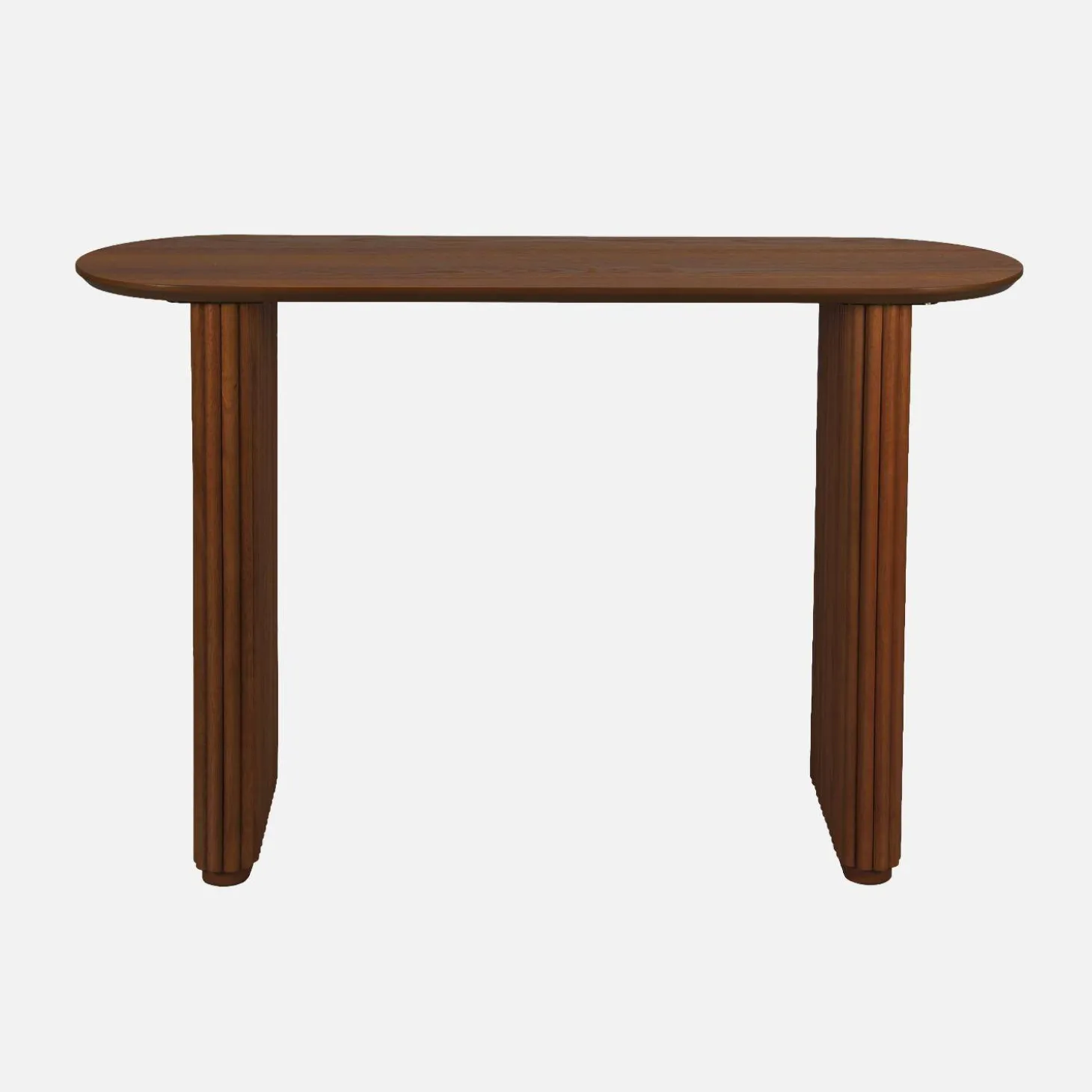 Ovale sidetable van rubberhout met eikenfineer