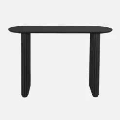 Ovale sidetable van rubberhout met eikenfineer