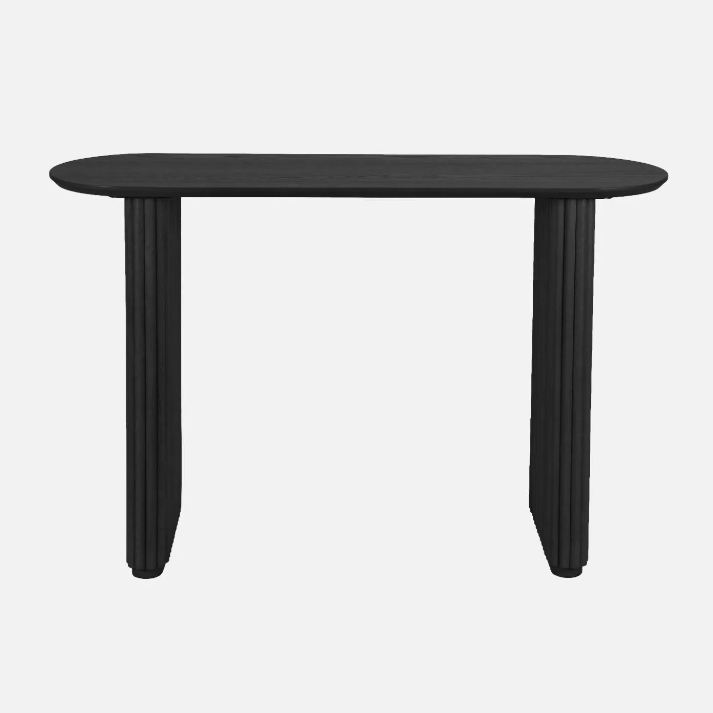 Ovale sidetable van rubberhout met eikenfineer