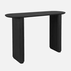 Ovale sidetable van rubberhout met eikenfineer