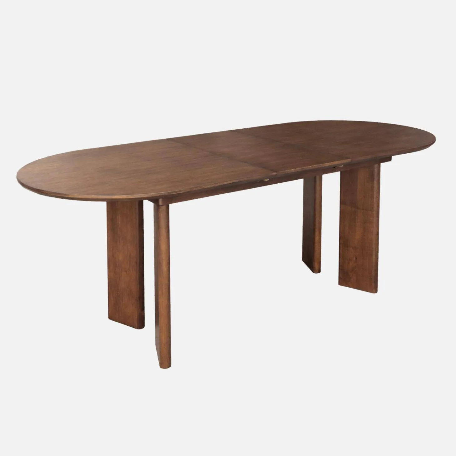 Ovale uitschuifbare eettafel rubberhout en eikenfineer 6-8 plaatsen
