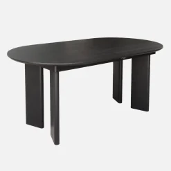 Ovale uitschuifbare eettafel rubberhout en eikenfineer 6-8 plaatsen