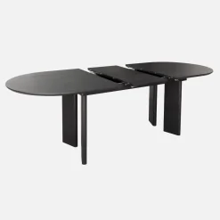 Ovale uitschuifbare eettafel rubberhout en eikenfineer 6-8 plaatsen