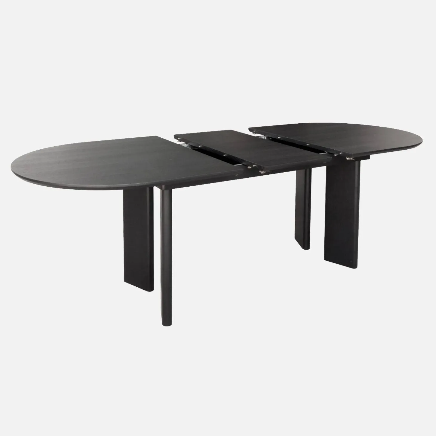Ovale uitschuifbare eettafel rubberhout en eikenfineer 6-8 plaatsen