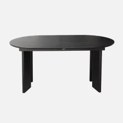 Ovale uitschuifbare eettafel rubberhout en eikenfineer 6-8 plaatsen