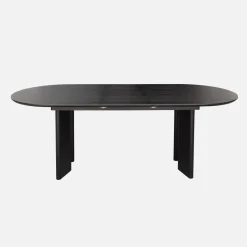 Ovale uitschuifbare eettafel rubberhout en eikenfineer 6-8 plaatsen