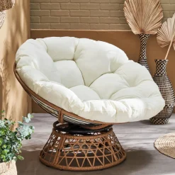 Papasan buiten/binnen draaifauteuil, polyrotan, Ø96cm