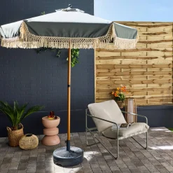 Parasol met franjes 2m staal