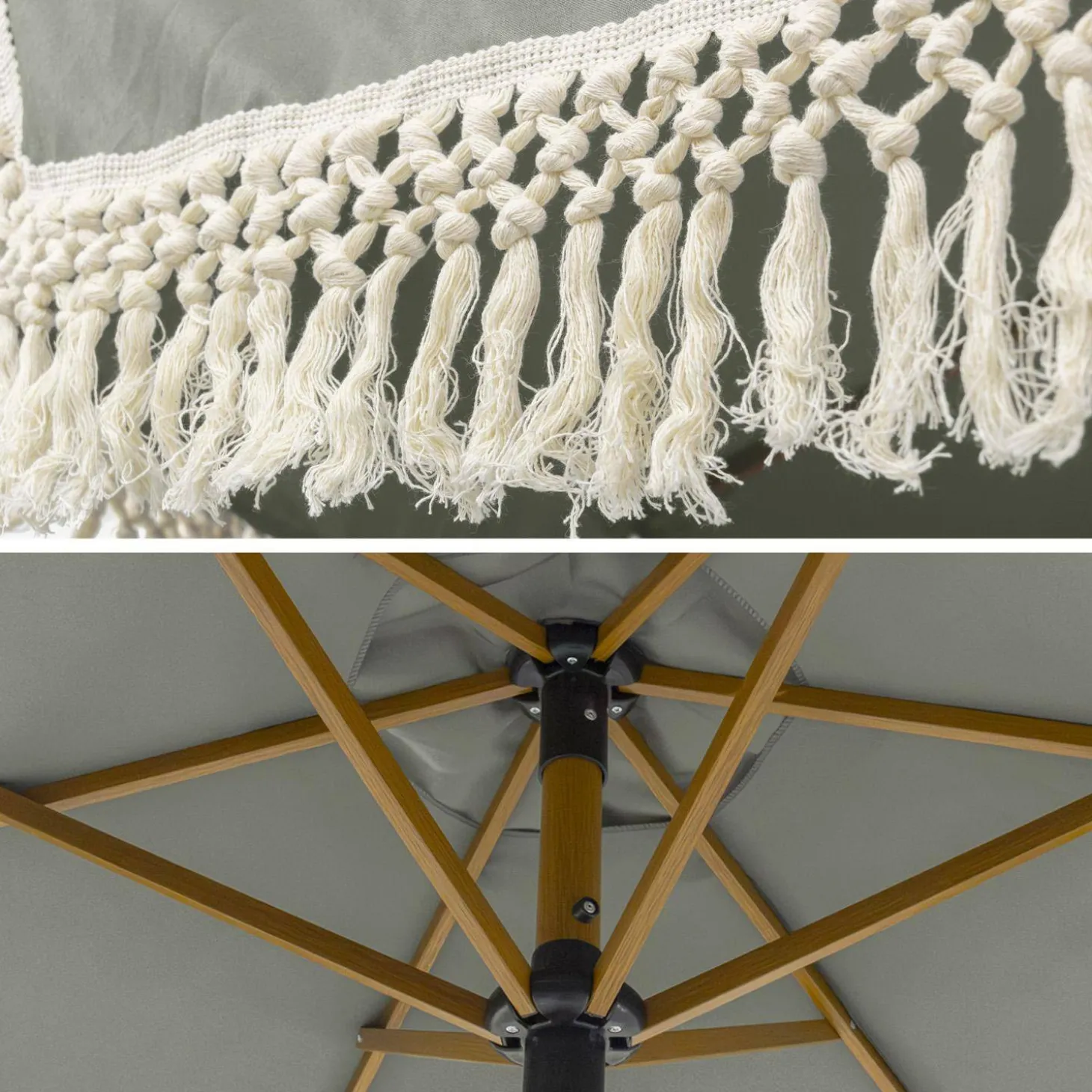 Parasol met franjes 2m staal