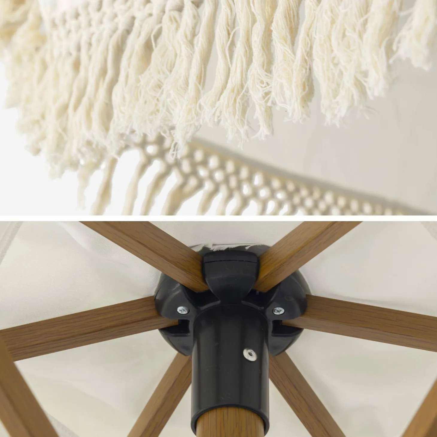 Parasol met franjes 2m staal