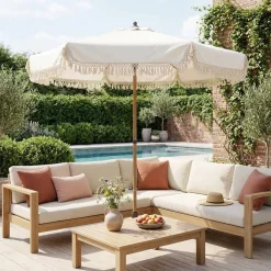 Parasol met franjes 2m staal