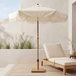 Parasol met franjes 2m staal