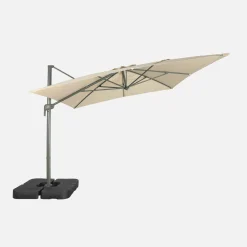 Parasol 4x3m vrijhangend + ballasttegels 50x50cm