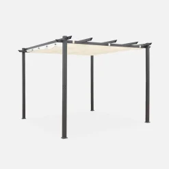 Pergola, aluminium, 3x3m, met uitschuifbaar zonnescherm
