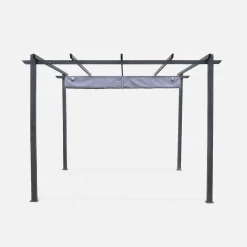 Pergola, aluminium, 3x3m, met uitschuifbaar zonnescherm