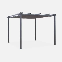 Pergola, aluminium, 3x3m, met uitschuifbaar zonnescherm