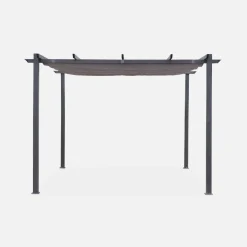 Pergola, aluminium, 3x3m, met uitschuifbaar zonnescherm