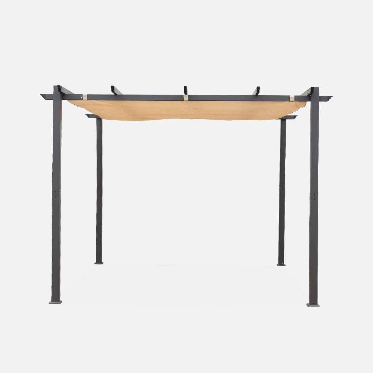 Pergola, aluminium, 3x3m, met uitschuifbaar zonnescherm